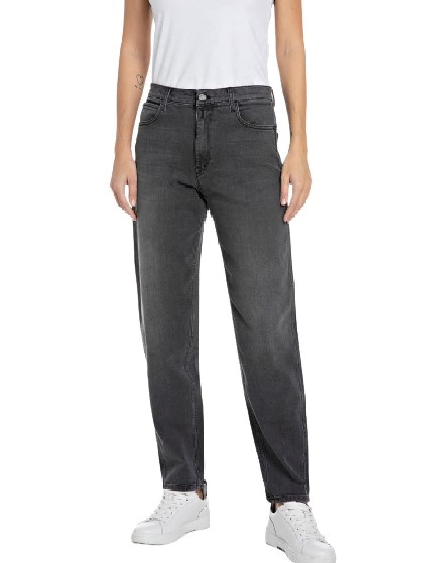 REPLAY Damen Jeans Keida Baloon-Fit, Dark Grey 097 (Grau), 24W / 30L