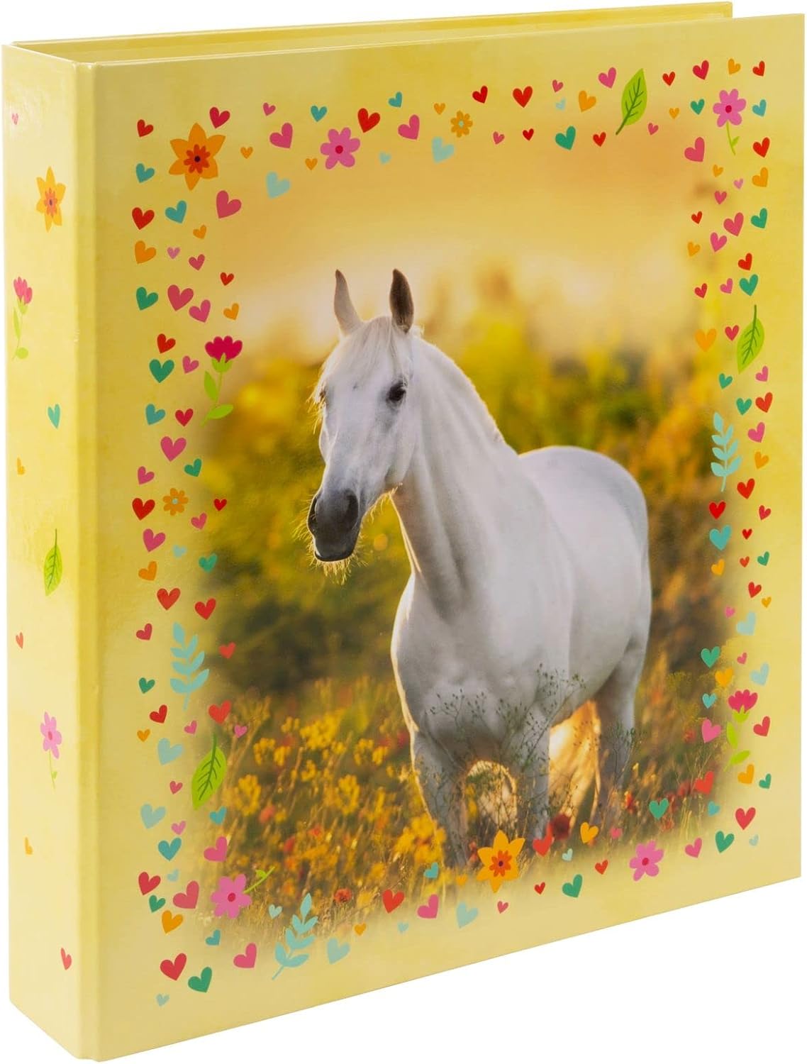 goldbuch 35 117 Chiara Lever Arch Folder, Dimensions 28.5 x 32 x 5 cm, Art Print Cover, Lever Mechanism, Yellow Lever Arch File, Horse Motif, Folder for Boys and Girls