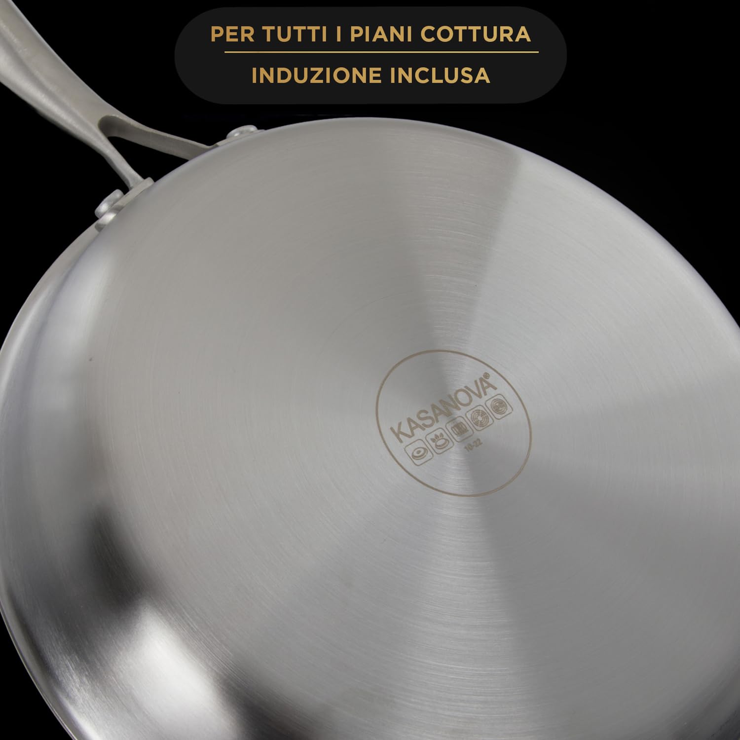 KASANOVA Casseruola antiaderente con rivestimento nido d'ape 28 cm Tri-ply, con coperchio in vetro