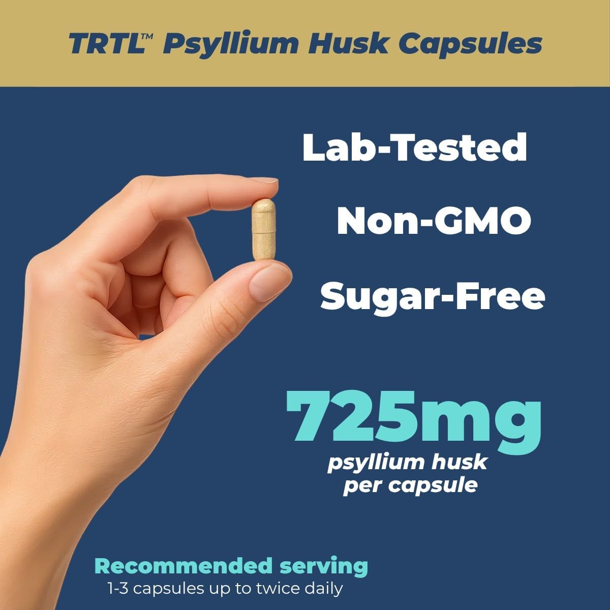TRTL Psyllium Husk Capsules – 240ct | Fiber Supplement for Gut Health Support & Digestive Regularity | Packaged & Tested in USA, Non-GMO | 2.2g Fiber per Serving - Image 5