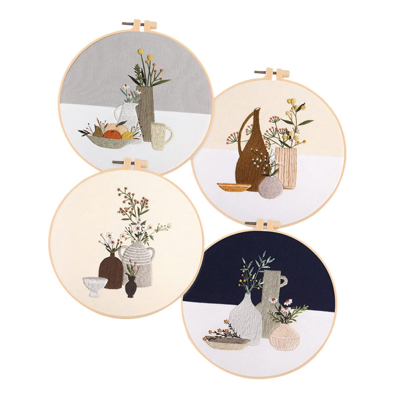 Anneome 4 Sets Kit de Bordado DIY Hilo de Poliéster para Adornos y Manualidades