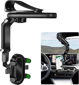 Wuyaoyao Sun Visor Car Phone Holder, 1080 Rotatable & Retractable Universal Phone Holder for Car Sun Visor Clamp, Green