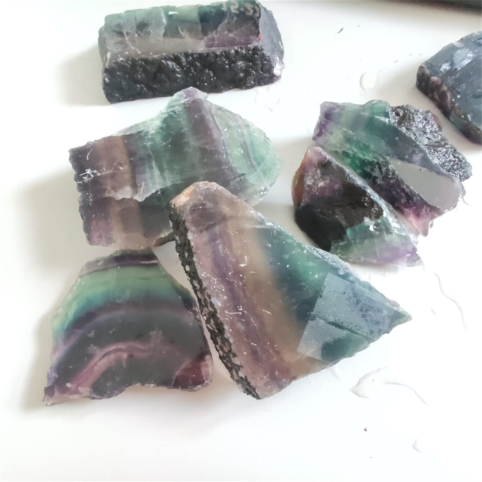 FUERLI 100g Fluorite Grezza Naturale Pietra Grezza Cristalli di Quarzo Roccia Acquario Decorazione della Stanza di Casa Pietra Preziosa zhimo Raccolta domiciliare