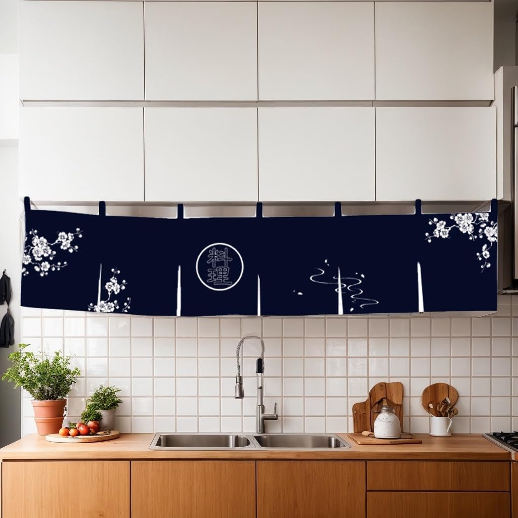 UXOWOXU Japanese Restaurant Cuisine Doorway Traditional Noren Curtain for Japanese Sushi Bar Izakaya Decoration 40×240CM 15.5"W x 94.5"L (Pack of 1) A