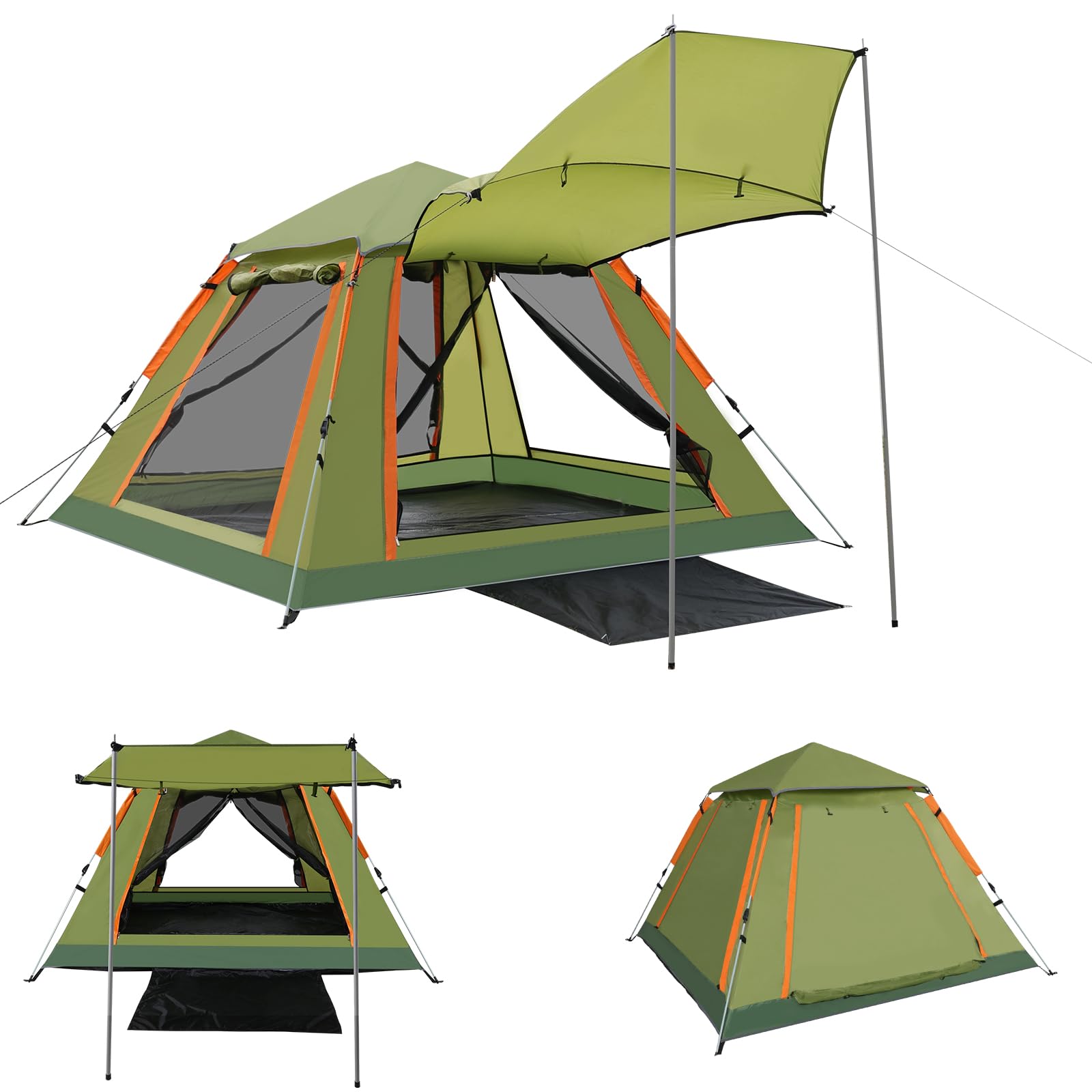 YUSING Instant Tents for Camping Pop Up Tent, Family Camping Tent for 4 Person, Pop Up Tent with Vestibule and Mesh Windows