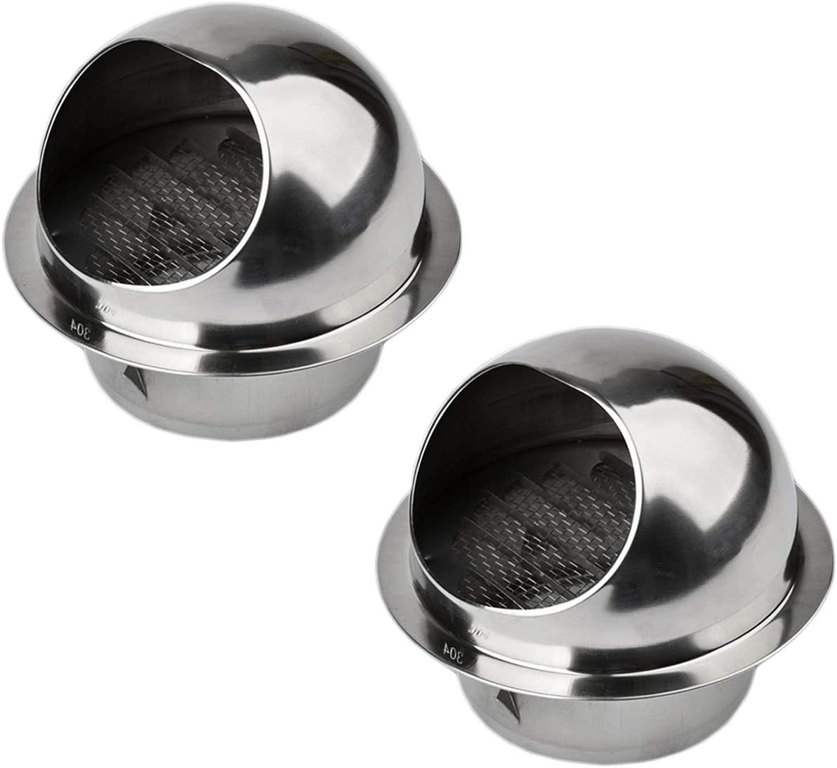 MAGIIN 304 Stainless Steel Soffit Air Vents Bull Nosed Vent Outlet, Round External Extractor Wall Ventilation Grille Screen Hood for Kitchen Bathroom (ø100mm)