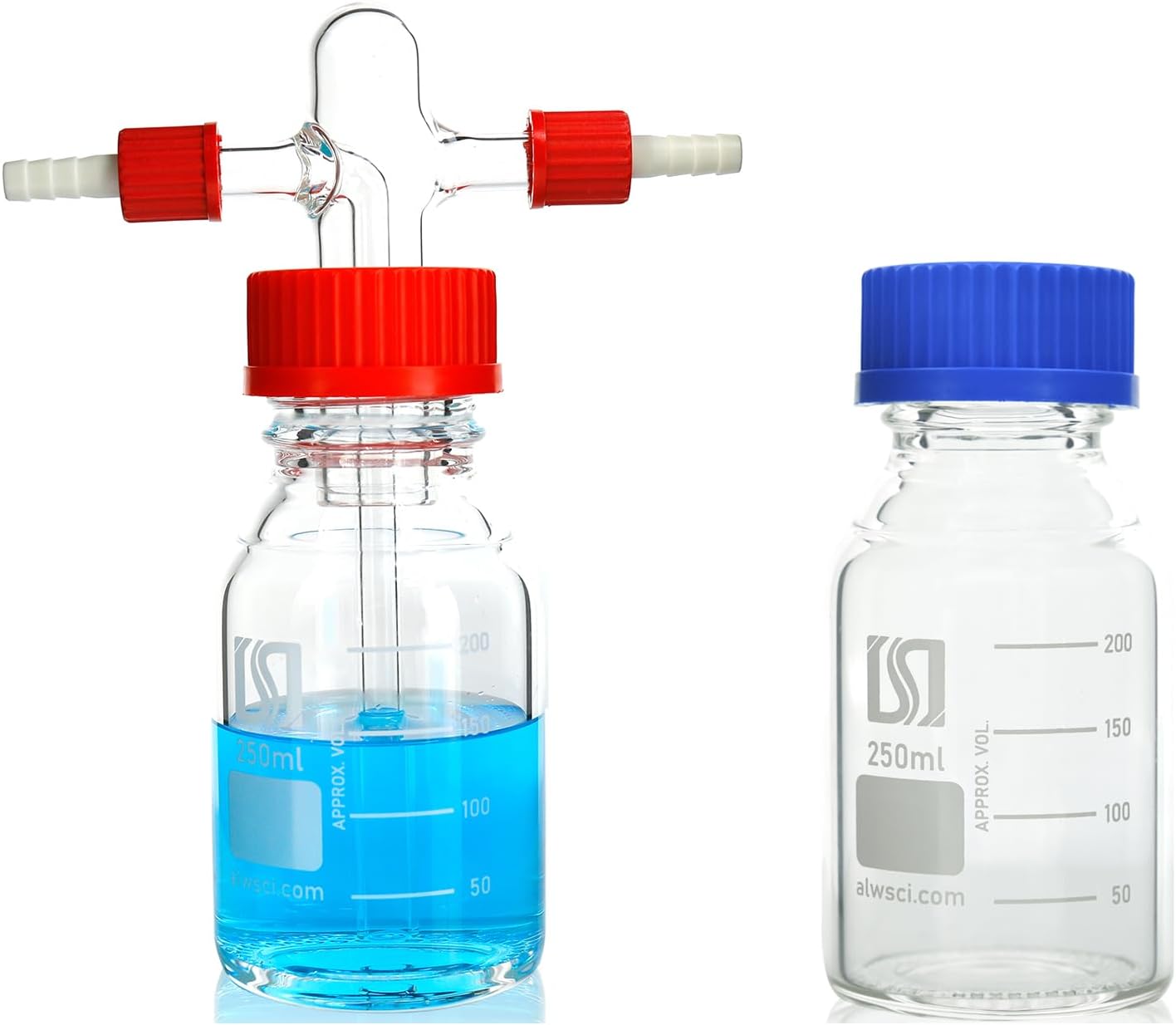 ALWSCI 250ml gas washing bottle and 250ml round media bottle