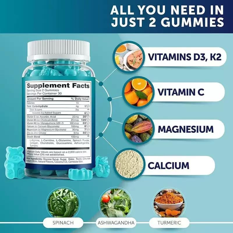 Height Gummies - Nutrition haute pour une croissance naturelle, pour adolescents, enfants et adultes