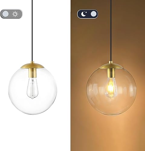 Miniatura 6 de KoKo&Yukina Iluminación colgante de globo para isla de cocina, lámpara colgante moderna de mediados de siglo con globo transparente, luces de techo