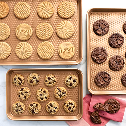 Nordic Ware Honeycomb Embossed Nonstick Baking Sheets, Copper, 3-Pans #TOP1