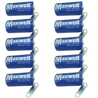 BALOLO 10-Pack Supercapacitor Capacitor2.7V 3000F for Maxwell Supercapacitor Car Auto Power Supply BCAP3000 Solar Energy Storage UPS Supply Power Tools Motor Starting