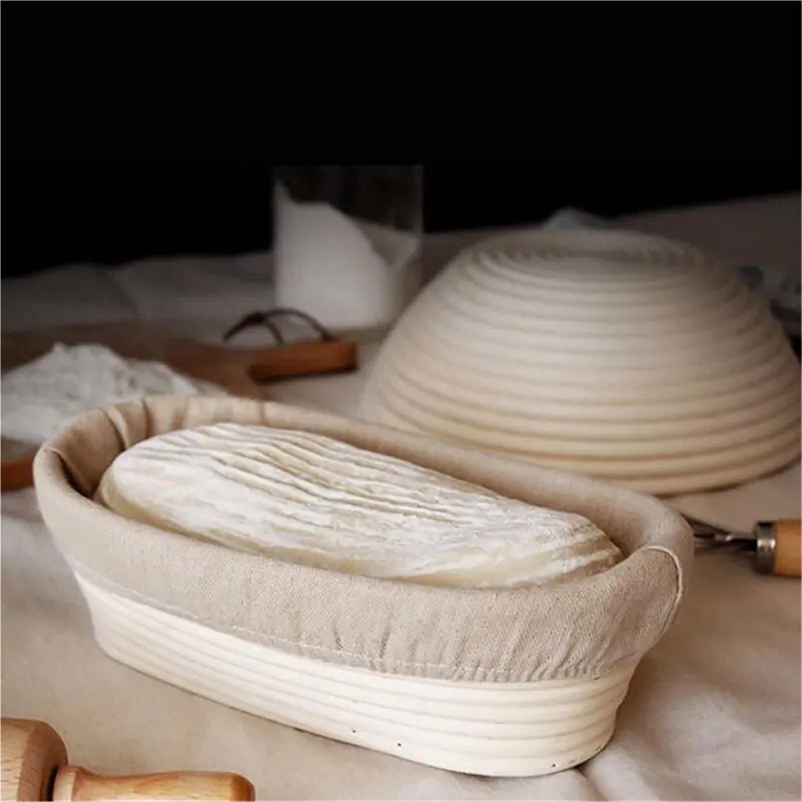 Cesta Para Fermentar Pan Cestas a prueba de pan, cesta de ratán a prueba de pan, cesta de fermentación de masa de mimbre Natural(Round-16 * 6cm)