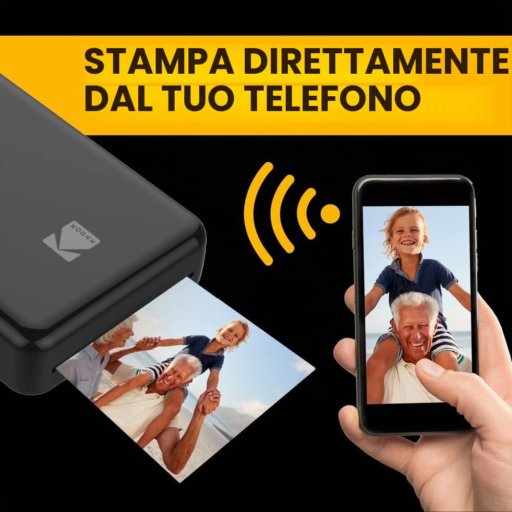 Kodak – Stampante fotografica Mini 2 HD, istantanea, senza fili e mobile con tecnologia di stampa brevettata 4Pass, compatibile con iOS e Android, nera