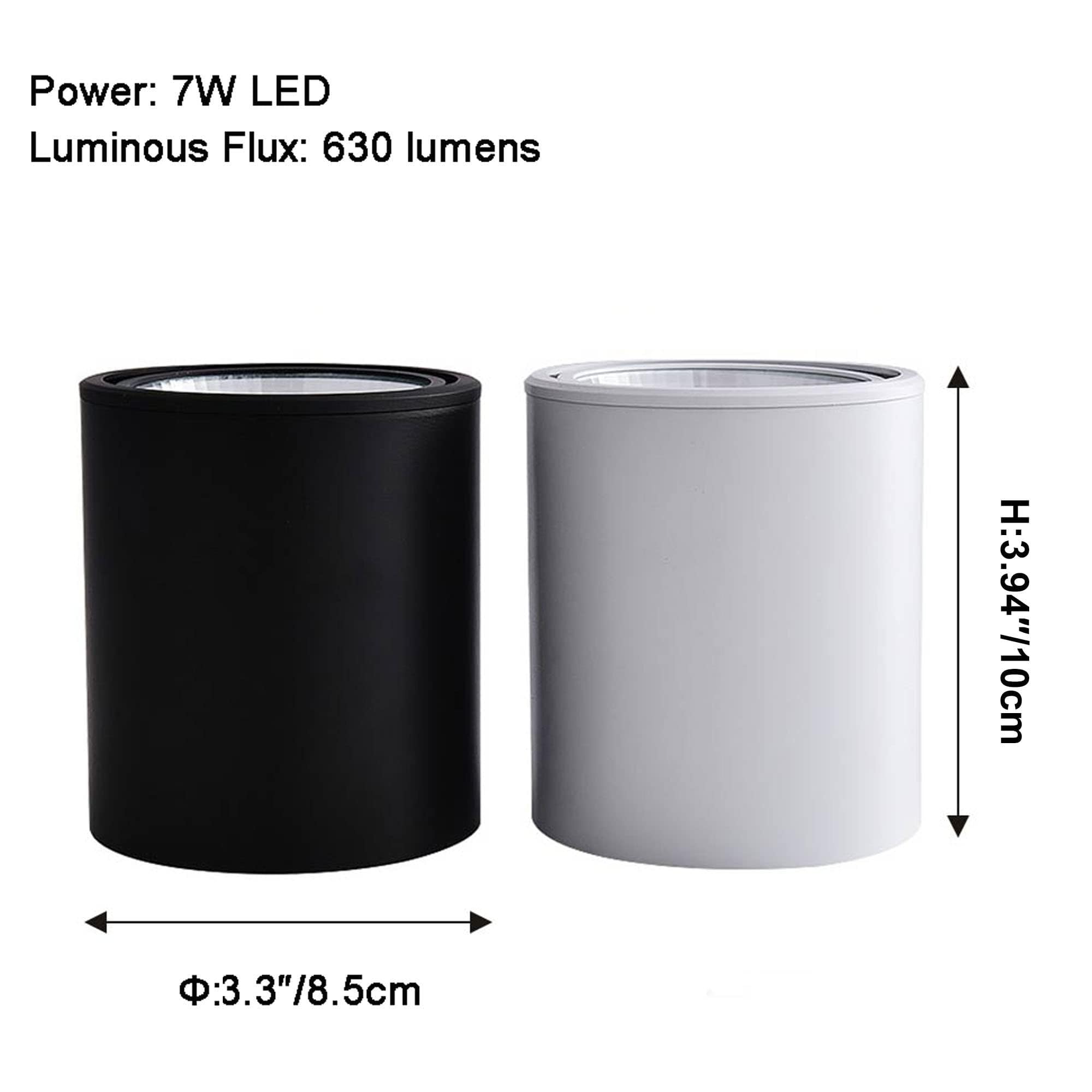 LED Deckenspot Aufbauspot Dimmbar, Aufputz Spots Deckenstrahler aus Aluminium Downlight, Schwarz Aufbaustrahler Schwenkbar 230V 7W mit Fernsteuerung für Küche Wohnzimmer Schlafzimmer BD0852