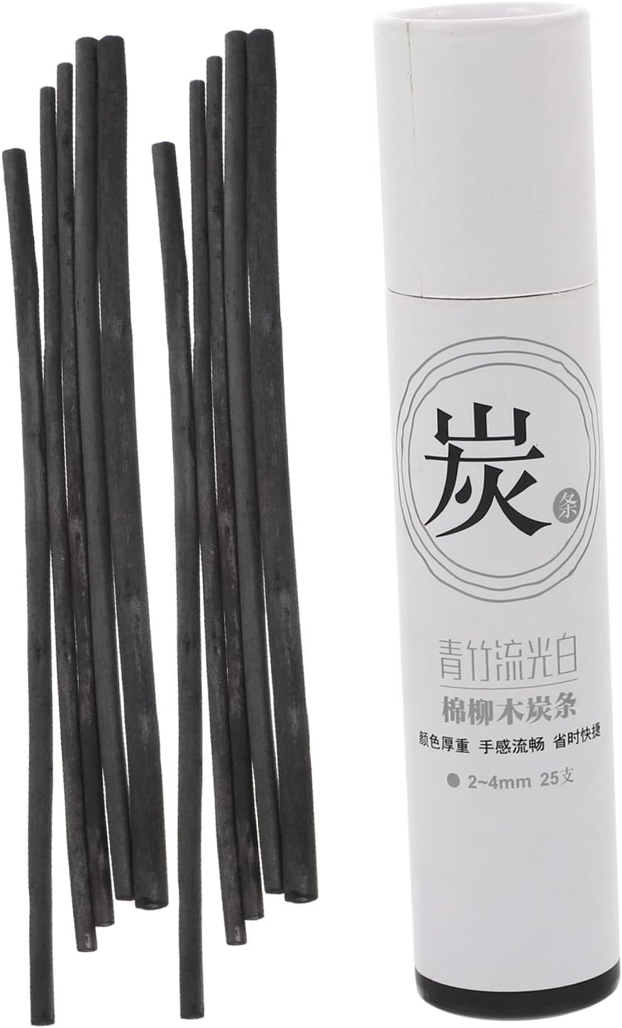 Angoily 25Pcs Durable Compressed Charcoal Sticks for Painting and Sketching Professional Artist Charcoal Drawing Supplies for Students and Hobbyists Lightweight and Portable