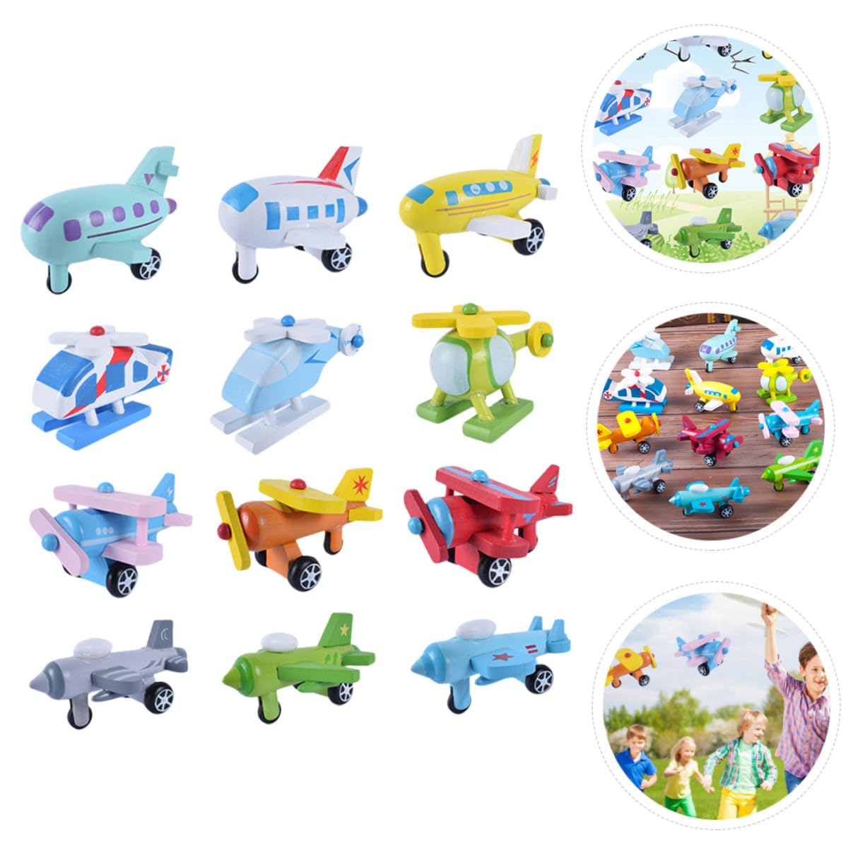 UPKOCH Juguete Educativo Mini Avión de Madera 12 Piezas para Niños