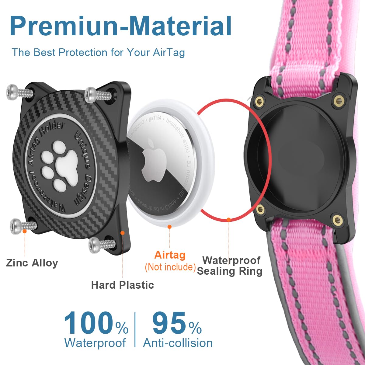 Ytanest Waterproof Airtag Dog Collar, Dog Collar with Apple Air Tag Holder - Image 3