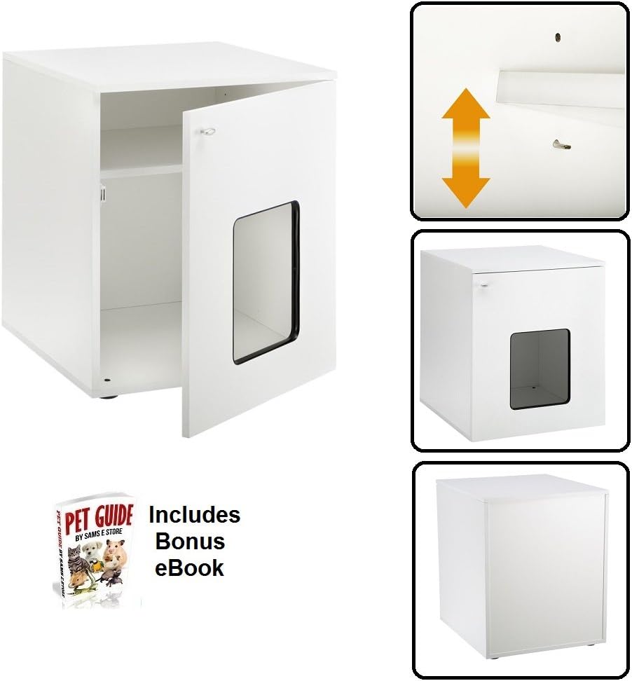 Wooden Cat, Kitten, Dog, Puppy or Small Pet Den. Hide away litter tray or use as a cozy pet den. Discreet pet toilet. (Cat Den without litter tray) Adjustable Storage Shelf