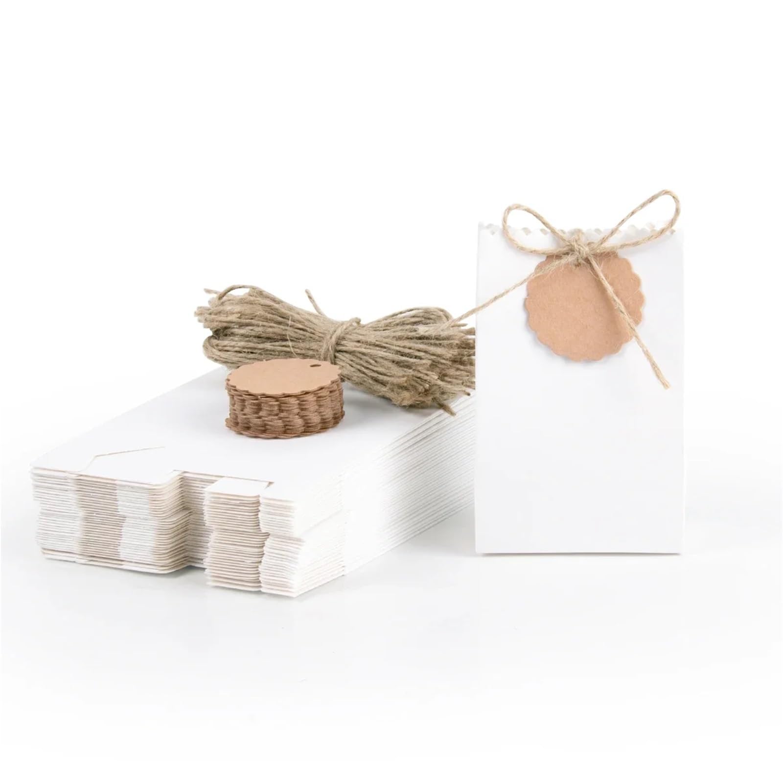 Decorated Jewelry Gift Boxes 30 Pcs Retro Kraft Gift Box with Rope Tag, for Cookie Candy Birthday Wedding Party