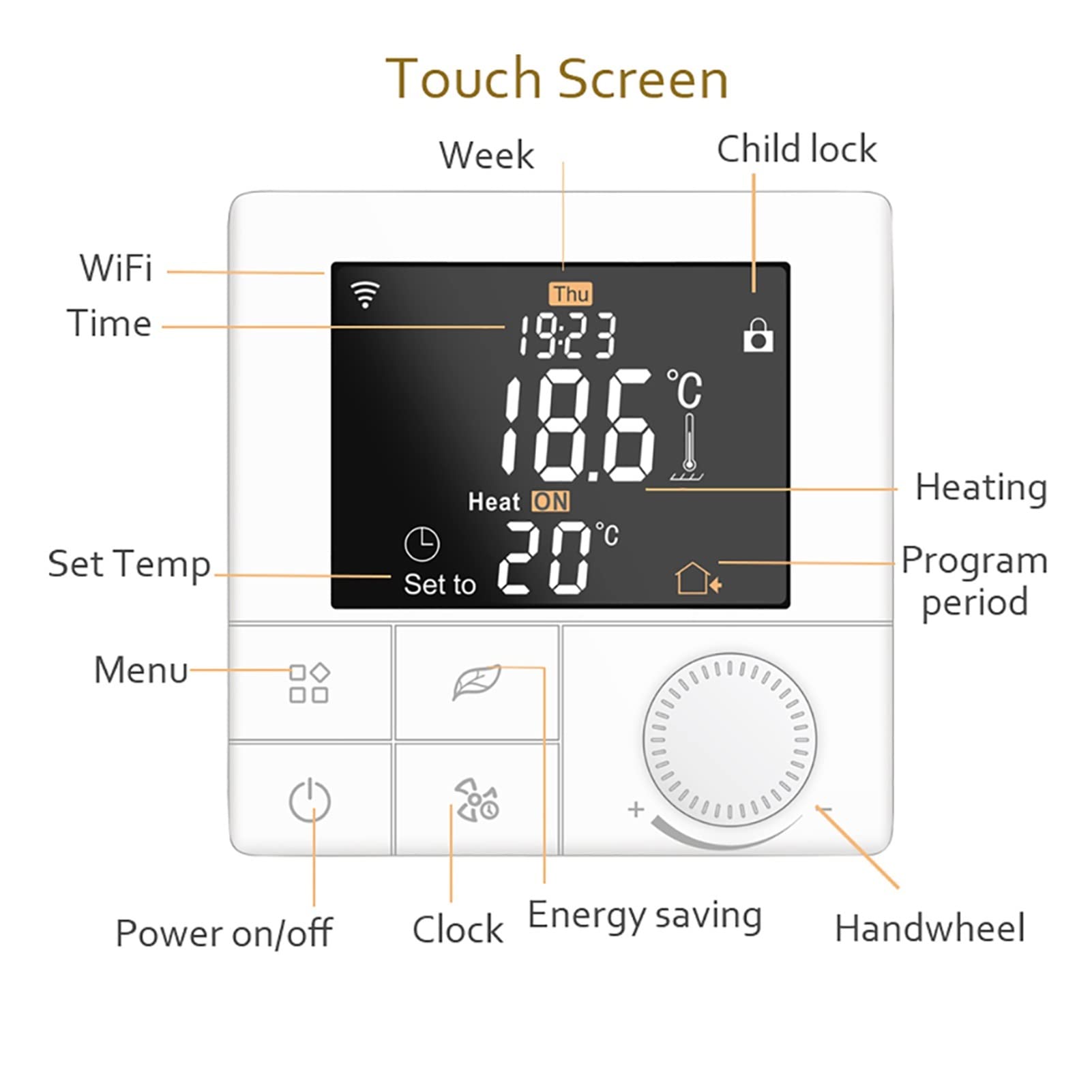 Cyfrowy higrometr termometr wewnętrzny Tuya Smart WiFi Termostat temperatury Ciepły sterownik ogrzewania podłogowego Alexa Voice Digital Programboiler Termoregulator Z wyświetlaczem LCD(TR8B-WIFI-EP)