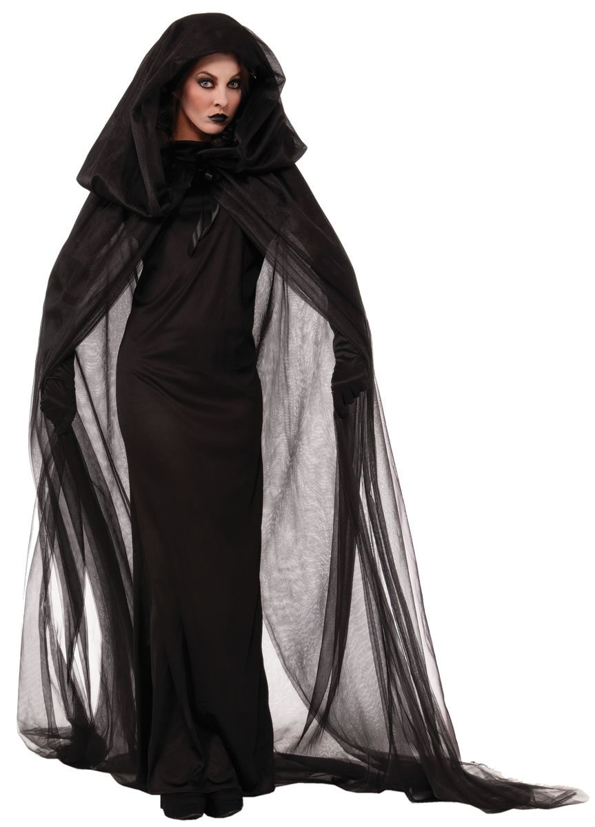 ITODA Halloween Ghost Bride Costume Full Length Corpse Bride Dress Black Gothic Vampire Outfit Zombie Wedding Dress Wicked Witch Cloak Halloween Haunted Ghost Fancy Cape