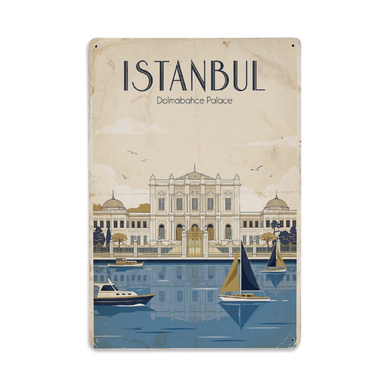 Gead 8X12inch Style Vintage Travel Istanbul Dolmabahce Palace Beauty Metal Tin Sign