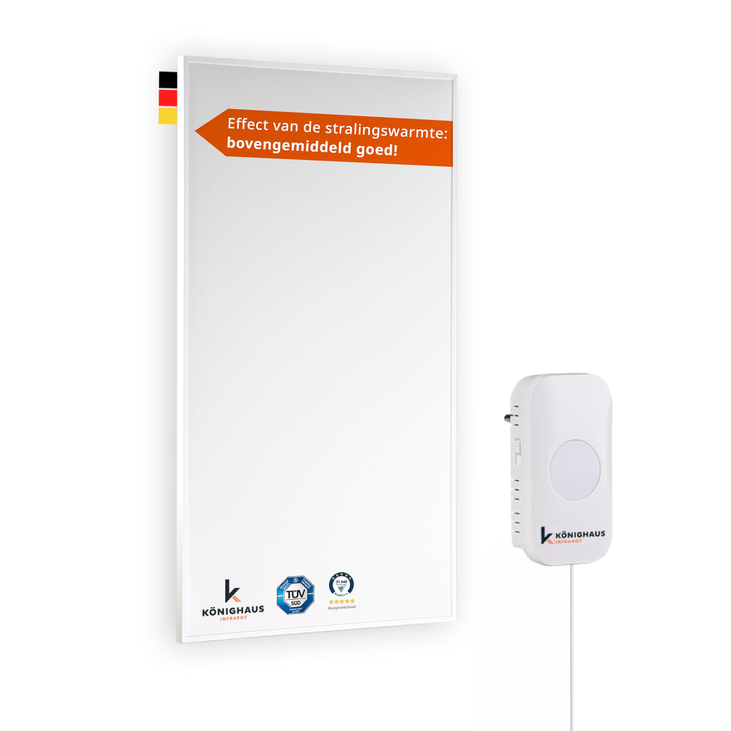 Könighaus Infrarotheizung - 600 Watt - Eco-Modell - weißer Rahmen - TÜV