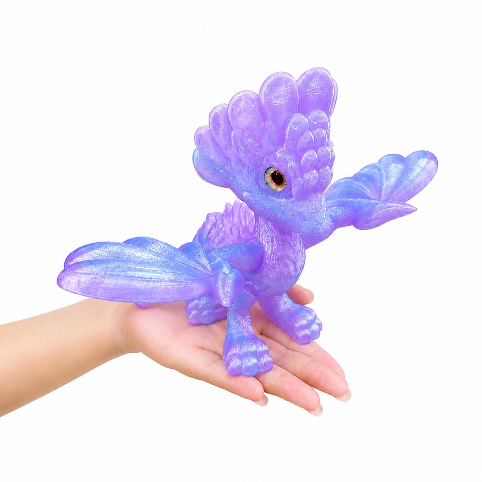 CASOME 3D Printed Articulated Winged Dragon Figurine, Movable Fantasy Dragon Decor With Realistic Eyes, Poseable Display Ornament For Desk, Shelf & Collection(A)