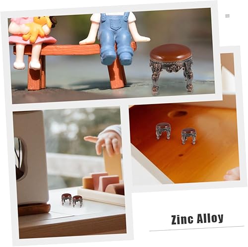 Miniatura 8 de 4 piezas de mini taburetes de casa de muñecas, muebles de casa de muñecas en miniatura accesorios a escala 1/12, taburete redondo retro para casa de