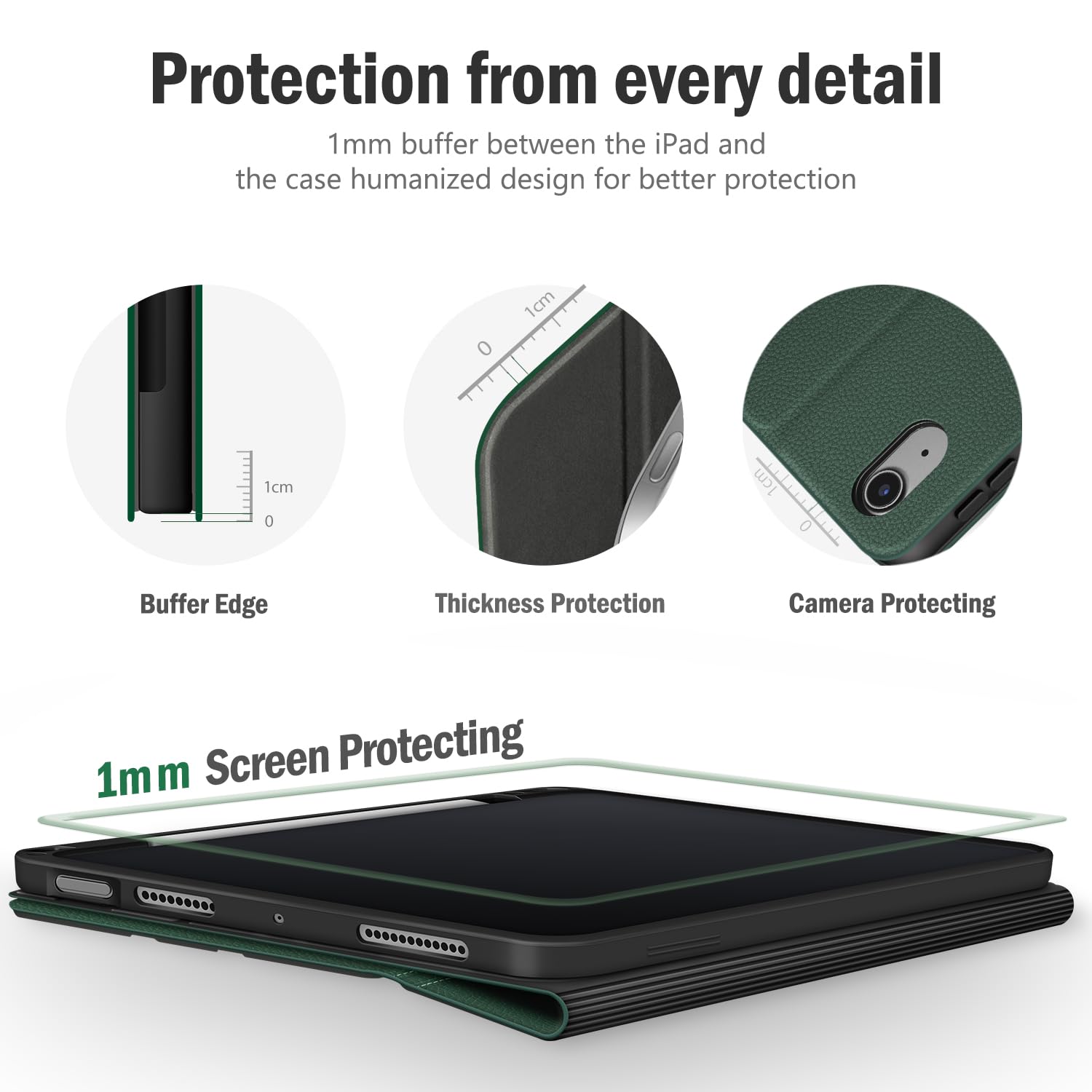 Antbox Schutzhülle für iPad Air 27,9 cm (11 Zoll) M4/M3/M2 (2026/2025/2024), iPad Air 5. / 4. Generation, 27,9 cm (10,9 Zoll), veganes Leder mit Stifthalter, Tippwinkel, automatischer Schlaf