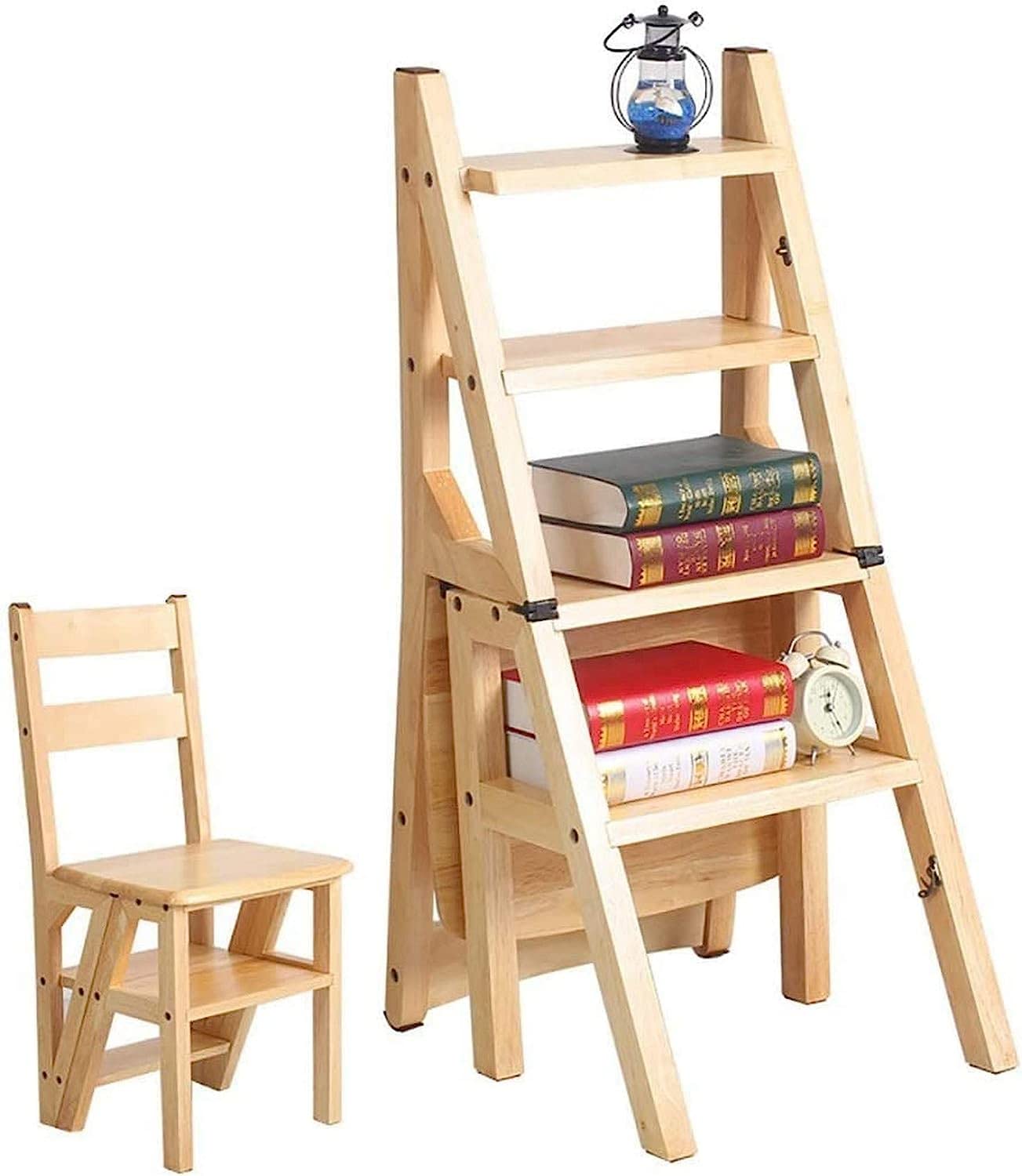 Chaise d'échelle pliante en bois massif OKUOKA pour un usage domestique