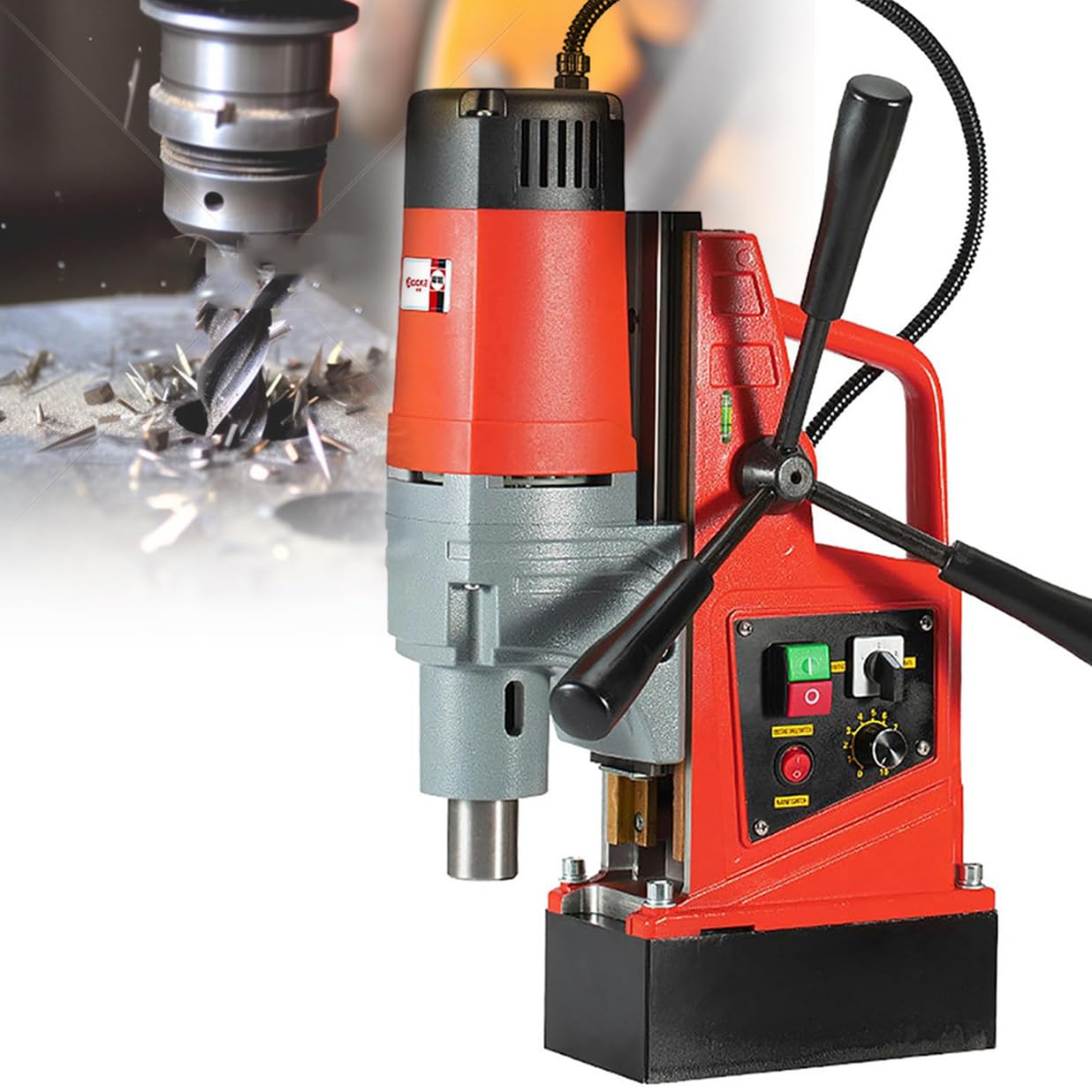 1350w Mag Drill, Perceuse Magnétique Portable Avec Alésage De 16 Mm Dia, Vitesse Continue De 0 à 600 Tr/Min Et Direction Réversible, Base électromagnétique 11500N