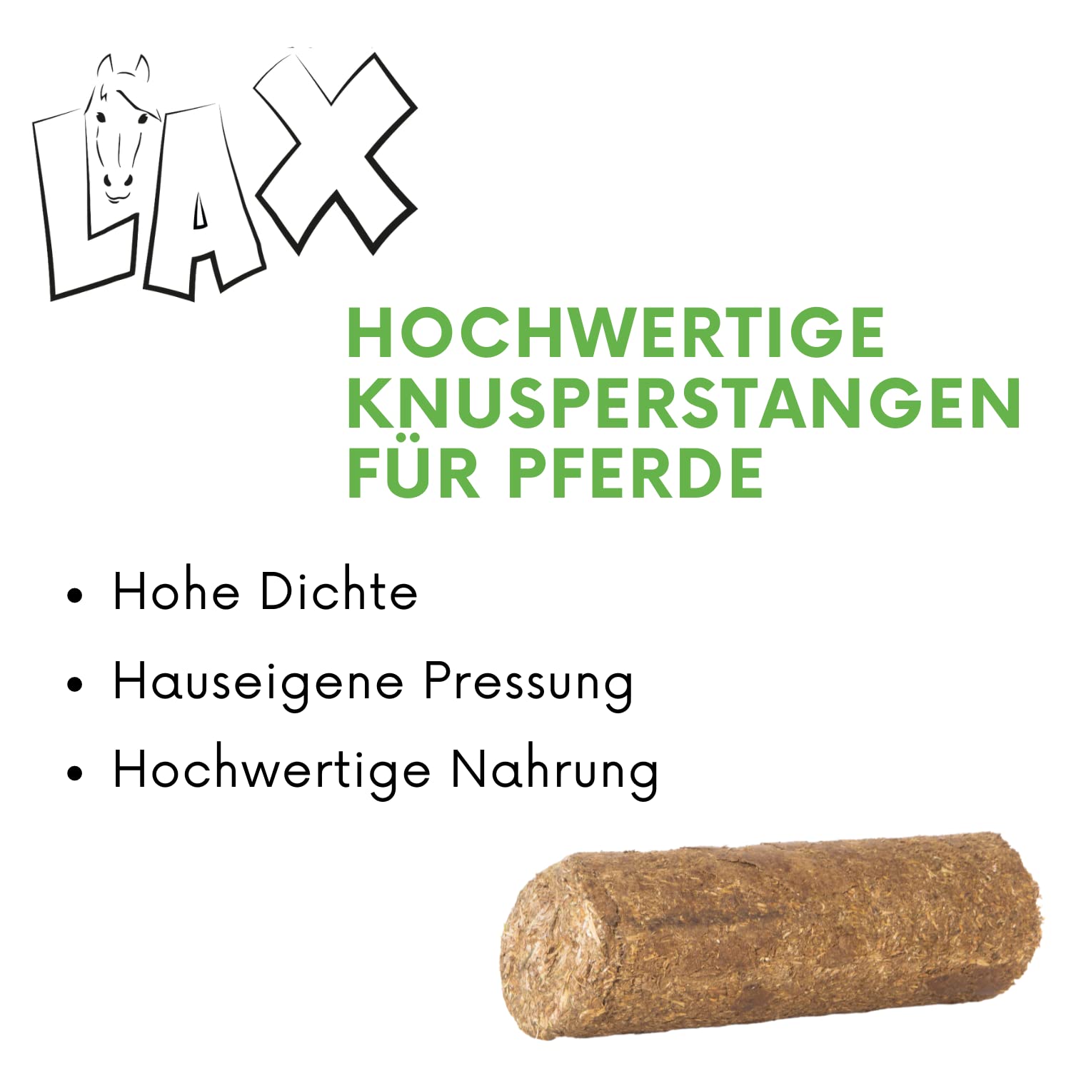 LAX Wiesenprodukte Knusperstangen für Pferde 3 kg (4 Stangen) – Getreide- & melassefreie Raufutter-Snacks mit Heu & Gemüse – Gesundes Ergänzungsfuttermittel & Pferdeleckerli