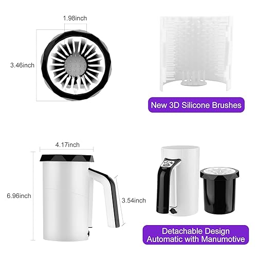 Vista 8 de MYPIN Limpiador automático recargable de patas de perro, color negro, taza portátil para lavadora de patas de mascotas con cepillo de silicona