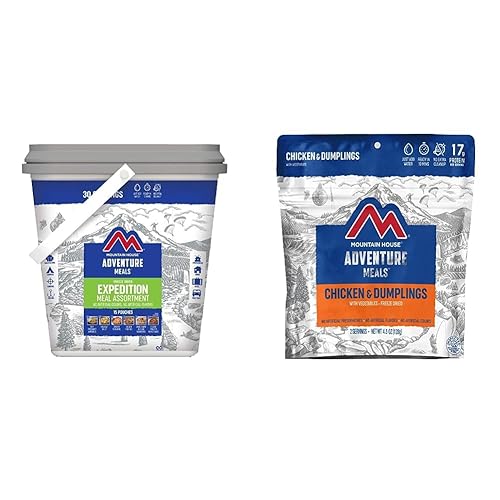 Mountain House Expedition Bucket Alimentos liofilizados para mochileros y campamentos 30 porciones y pollo y albóndigas Alimentos liofilizados