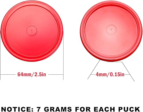 Miniatura 6 de Gejoy 8 discos de hockey de aire de 2.5 pulgadas de repuesto, discos redondos multicolor para hockey aéreo, accesorios de equipo, 0.18 onzas (rojo,