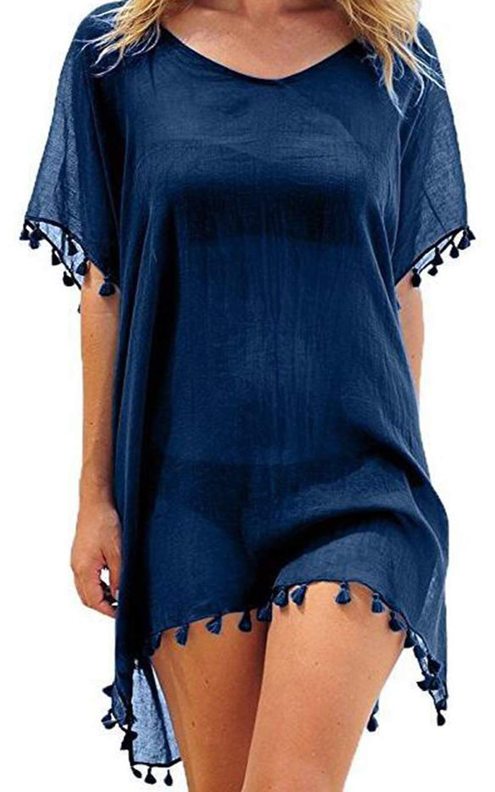 heekpekVestido de Playa Traje de Baño Camisolas y Pareos Playero con Borla para Verano Bikini Cover up