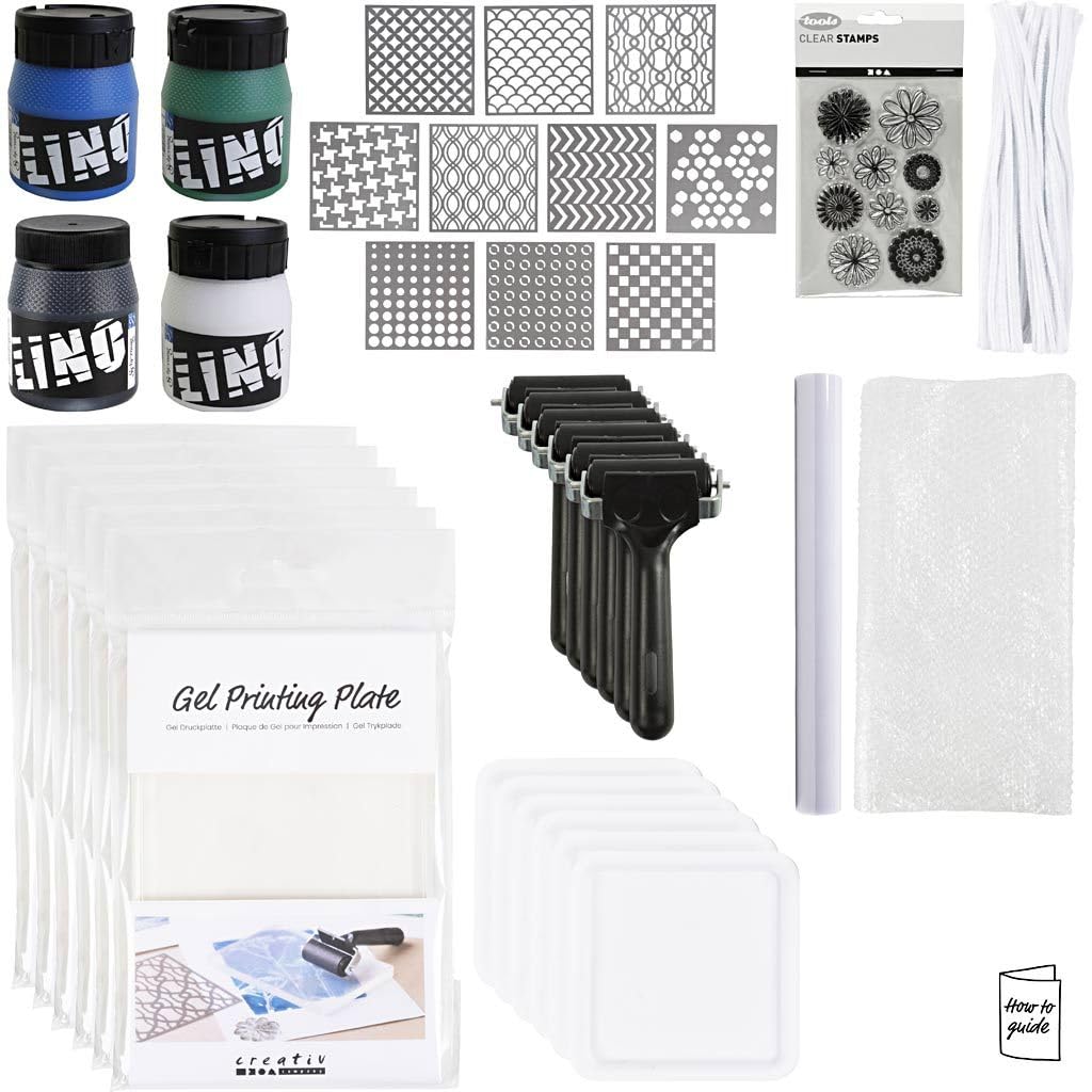 CREATIV DISCOUNT Gruppen-Kreativset Gel-Druck, Farbenfrohe Drucke