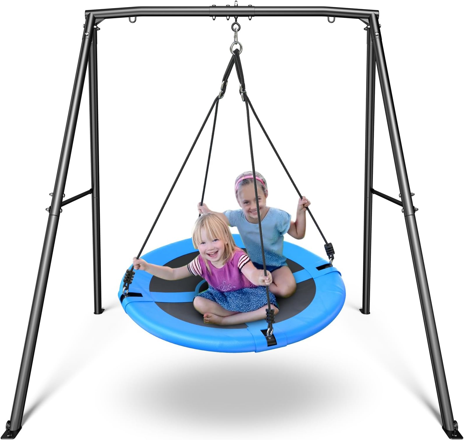 Trekassy Saucer Swing with Frame for Kids Outdoor, 440lbs Heavy Duty Metal Swing Sets for Backyard with Swing Stand