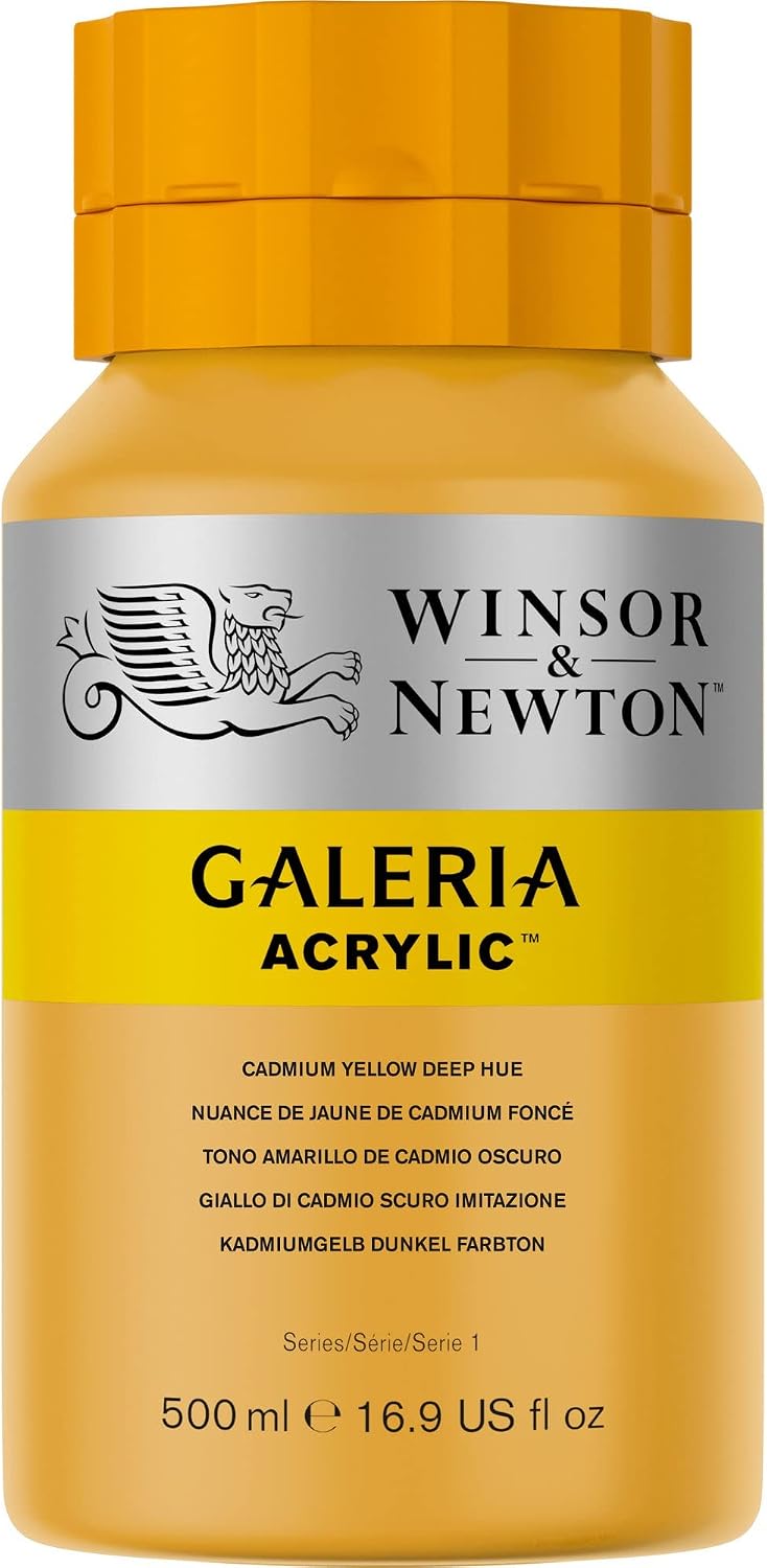 Winsor & Newton Galeria Acrylic Color, 500ml (16.9-oz) Bottle, Cadmium Yellow Deep Hue
