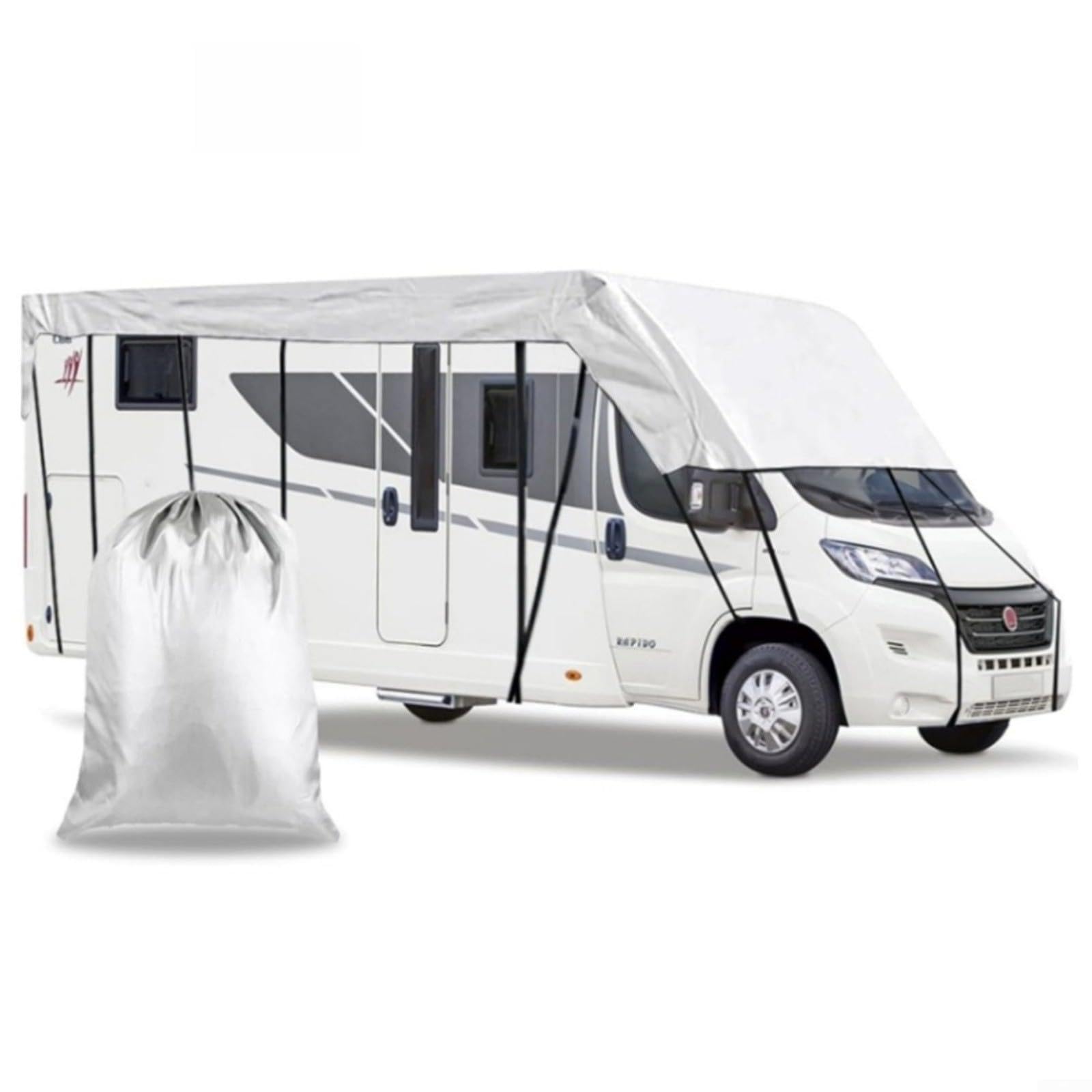Cubierta Oxford 210D para caravana, impermeable, lista para el invierno, protección contra el sol y la nieve para caravanas, remolques, gris, 5 m x 5 m