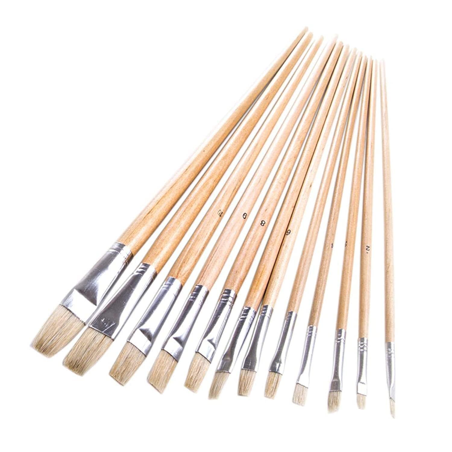 UKen Artist Brush Flat Head 12 Piece Set - U39579