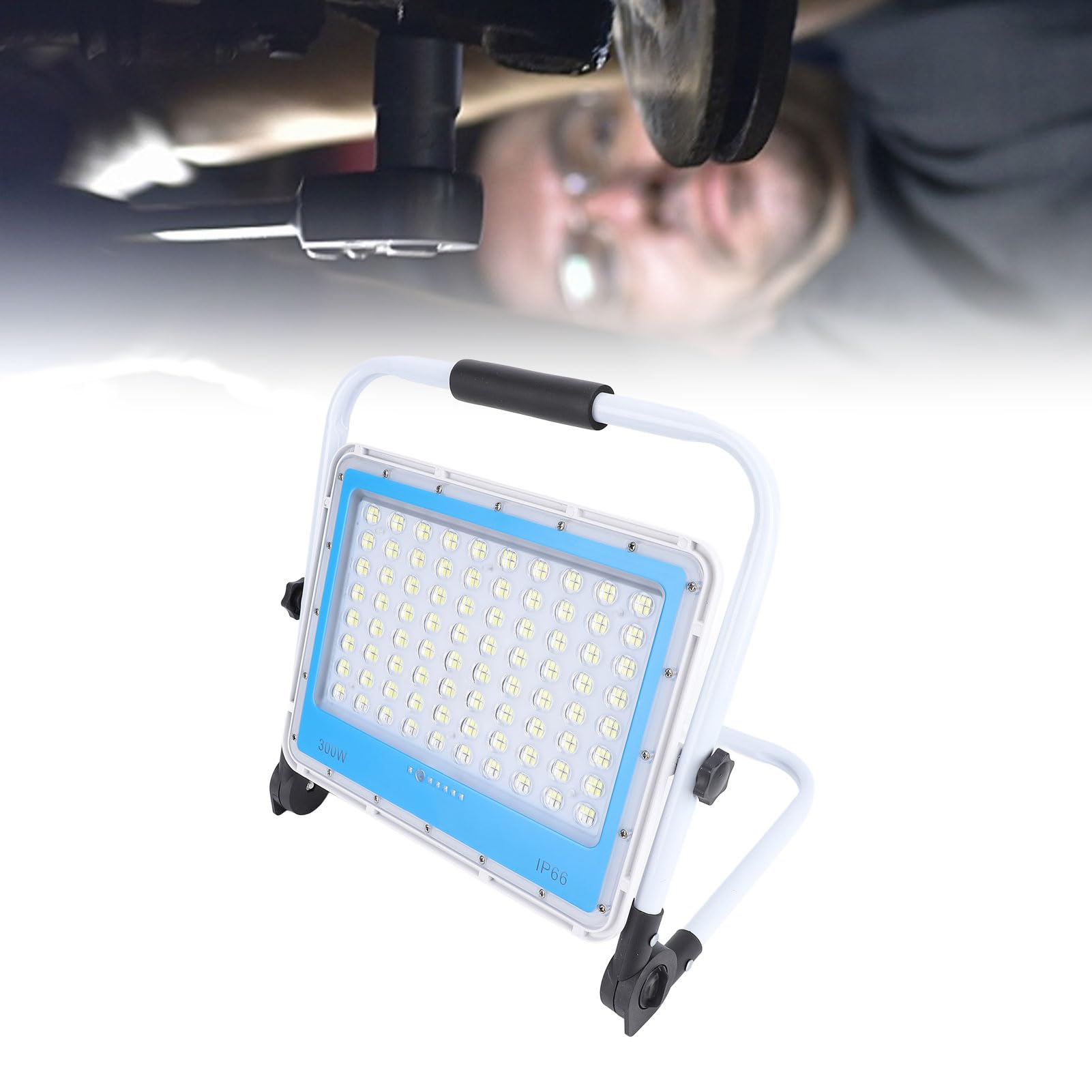 Faro da Lavoro LED 300W 480 LED IP66 con Supporto Regolabile per Garage Officina e Cantieri Edili