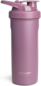 Smartshake Insulated Stainless Steel Blender Shaker Cup for Protein Mixes, Shakes and Pre Workout 750ml 25oz Double-Walled Vacuum Insulated Water Bottle for Cold Drinks BPA-Free Dusty Plum