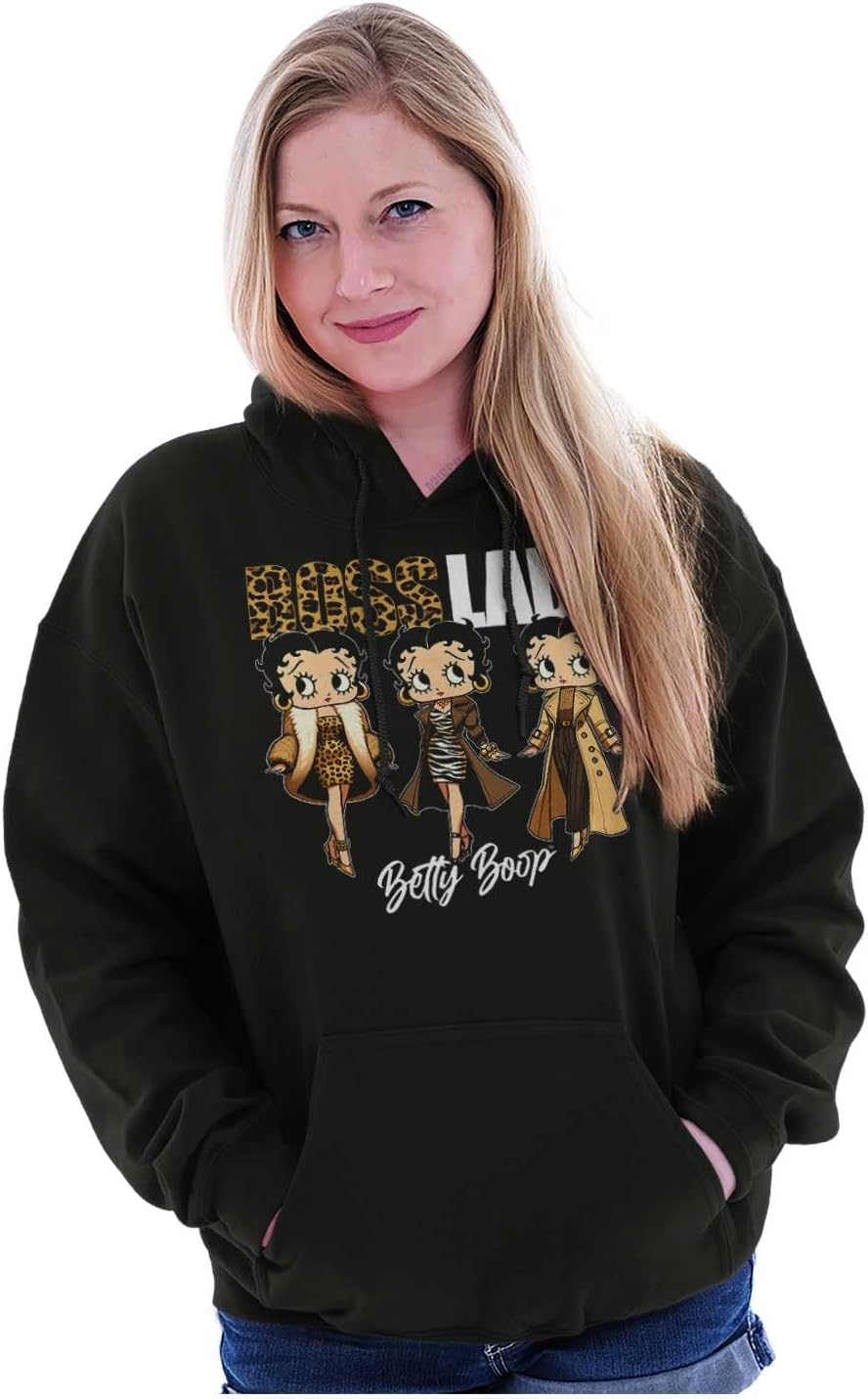 Brisco Brands Betty Boop Cheetah Print Boss Lady Hoodie Sweatshirt Women