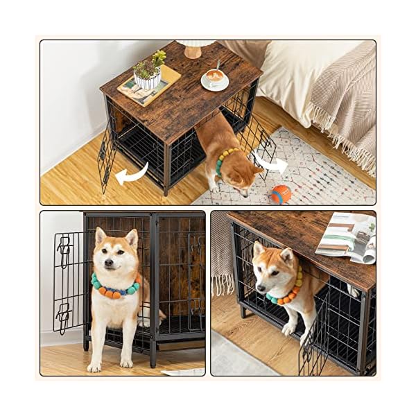 ALLOSWELL-Dog-Crate-Furniture-Indoor-Pet-Crate-End-Table-Wooden-Dog-Furniture-with-Removable-Tray-Decorative-Dog-Kennel-for-SmallMediumLarge-Dogs Indoor Pet Crate End Table