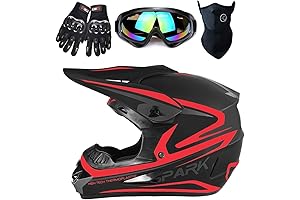 4-Pcs Kids DOT-Approved Motocross Helmet Set with Gloves, Goggles, and Mask