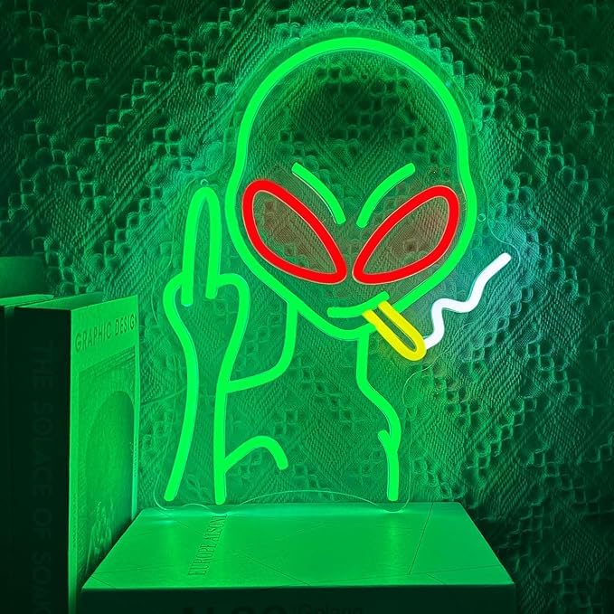 SHANJIA Alien Neon Signs, Green LED Sign for Wall Decor, Game Room, Bedroom, Office, Party