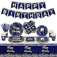 Kit Decorazioni Compleanno Blue-y - 88 Pezzi Per 16 Persone | Tovaglia, Piatti, Bicchieri, Palloncini - Foto 4