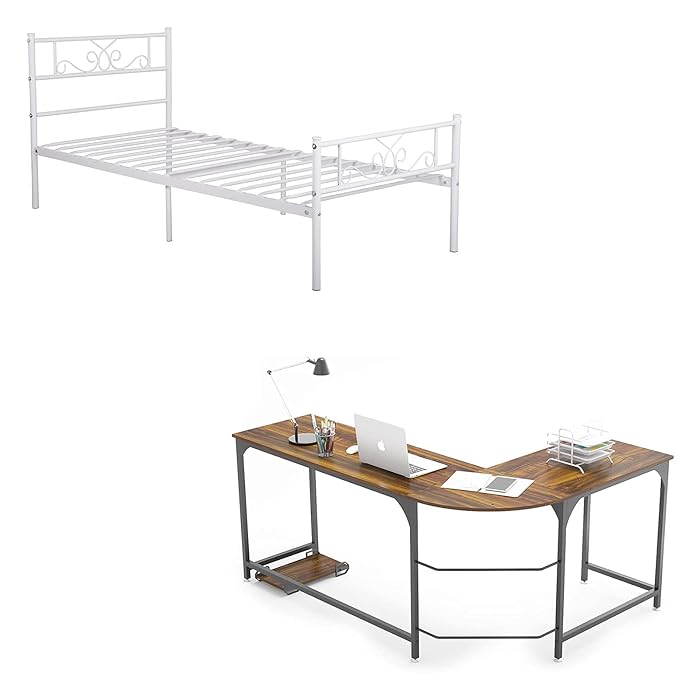 Buy Weehom Single Bed Frame with Headboard and Footboard Reversible L